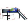Donco Kids Louver Twin Antique Grey Low Loft Bed With Slide & Blue Tent - 3 of 4