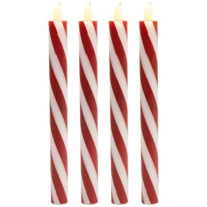 Northlight Flickering Candy Cane Striped Flameless Tapered Christmas Candles - 9.5" - Red and White - Set of 4 - 1 of 4