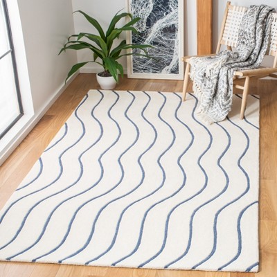 Elegant Ivory Tufted Wool Area Rug Handmade 4' x 6'