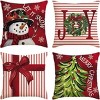 Set of 4 Colorlife Merry Christmas Let It Snow Joy Stripes Gift Box Red Throw Pillow Covers, 18 x 18 Inch Xmas Tree Holiday Cushion Case Decoration - 3 of 3