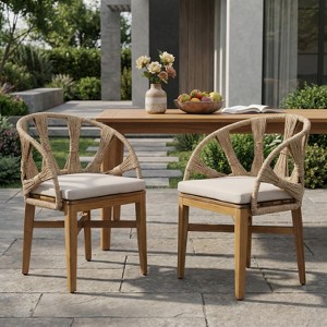 Christopher Knight Home Ken Boho Outdoor Acacia Wood Wicker Dining ...