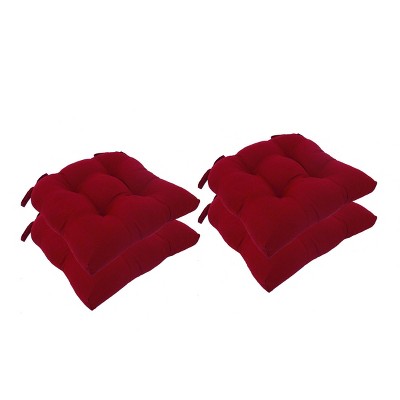 Barn Red Microfiber Square Chair Pads with Tie Backs (Set of 4)