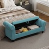 PAGED Modern Storage Bench, Tufted Velvet Ottoman with Storage, Antique Copper Nails Bed Bench with High Backrest, Entryway Bench - 2 of 4