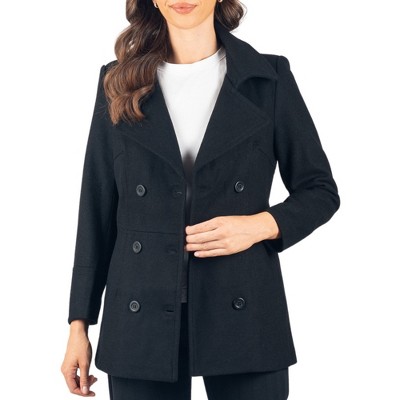 Alpine Swiss Emma Women's Wool Peacoat – Double-Breasted 3/4 Length Overcoat, Stylish & Warm Blazer for Fall & Winter Black 2XL — фото 7