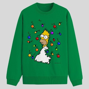 Men's The Simpsons Crewneck Fleece Sweatshirt - Green - 1 of 3