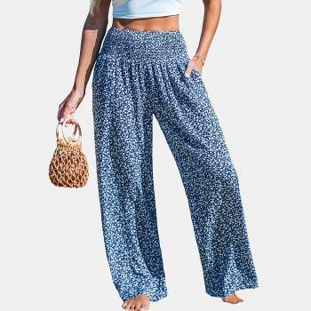 Women's Ditsy Floral Smocked Waist Wide Leg Pants - Cupshe