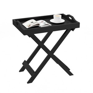 End Table with Removable Tray Top Black - Lavish Home: Folding, Portable, 22lb Capacity, Modern Style - 1 of 4
