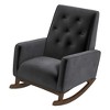 TiramisuBest Elegant Dark Grey Fabric Rocking Chair with Solid Wood Frame, Comfortable Accent Chair for Living Room & Nursery - 2 of 4