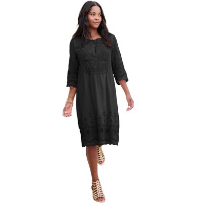 Roaman's Women's Plus Size Cotton Lace Dress