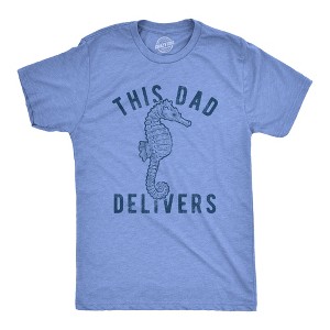 Mens This Dad Delivers T Shirt Funny Seahorse Humor Father's Day Birth Novelty Tee - Crazy Dog Men's T Shirt - 1 of 4