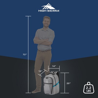 High Sierra Fairlead Zipper Closure Laptop Computer Travel Backpack with Padded Straps, Luggage Strap, and Water Bottle Pocket, Blue — фото 4