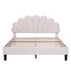 Queen Size Upholstered Platform Bed with Flower Pattern Headboard Velvet Queen Size Platform Bed, No Box Spring Needed - 2 of 4