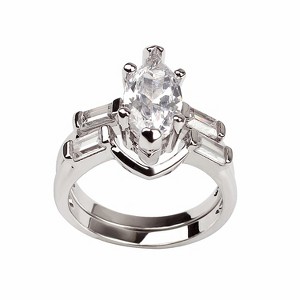 Nicole Wedding Ring Set for Women Marquise Baguette Cz Engagement Ring and Band by Ginger Lyne - 1 of 4