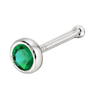 Jewelry Avalanche 22G 14K Gold Bezel-set Emerald Ball-end Nose Stud - 1 of 3