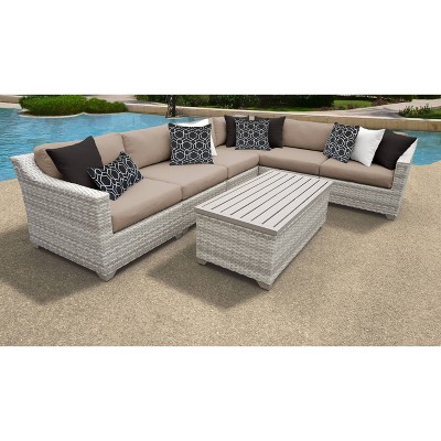 Fairmont 7pc Patio Sectional Seating Set with Cushions - Wheat - TK Classics