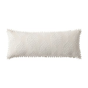 Linen Classique, Embroidered Medallion Reversible Decorative Pillow, Natural  Single Pack - 1 of 3
