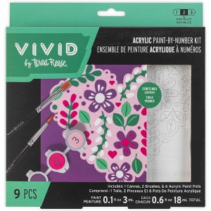 Vivid by Brea Reese: Acrylic Mini Paint-By-Number Kit, Flower Heart, 6 x 6" - 1 of 4