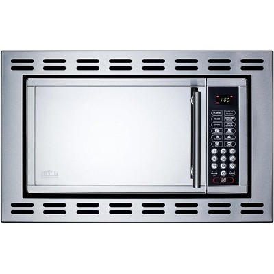 Summit OTR24 24" Built-In Microwave With Mirror Finish Door, Trim, and One-Touch Digital Controls, Stainless-Steel