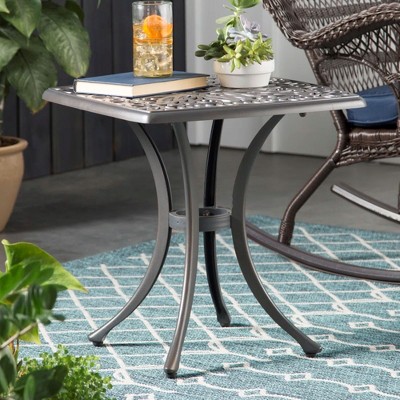 NicBex Modern 21" Square Outdoor Side End Table with Storage,Patio Aluminum Outdoor Patio Coffee Table for Garden,Poolside