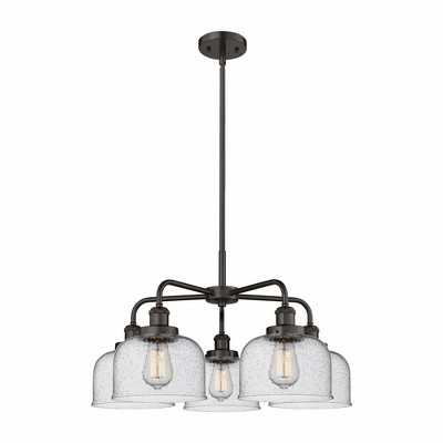 Bell - 5 Light Stem Hung Chandelier In Art Deco Style-14.75 Inches Tall and 26 Inches Wide