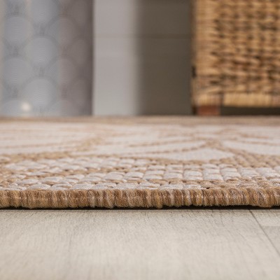 Modern Floral Geometric Gray 5' Square Synthetic Area Rug