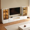 ATJafurn Media Console for TVs up to 75'', Modern Entertainment Center Living Room Cabinet Set Includes TV Stand Glass Display And Drawer Cabinet - 3 of 4