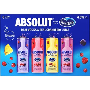 Absolut Ocean Spray Variety Cocktails - 8pk/355ml Cans - 1 of 4