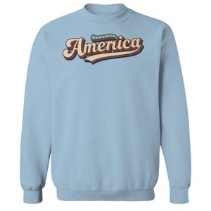 Rerun Island Men's America Retro Font Americana 4Th Of July Long Sleeve Graphic Cotton Pullover Sweatshirt - 1 of 4