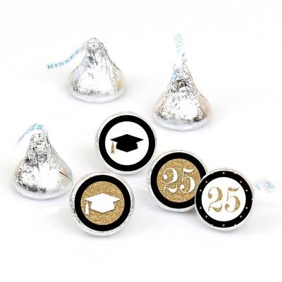 Big Dot of Happiness 2025 Gold Graduation Party Round Candy Sticker Favors - Labels Fits Chocolate Candy (1 sheet of 108)