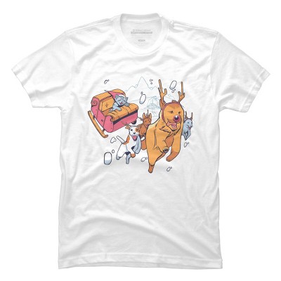 Men's Design By Humans Christmas santa cat By ArtStyleAlice T-Shirt