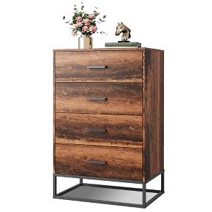 GALAXHERO 4 Drawer Wood Dresser, Tall Nightstand & Storage Chest for Bedroom, Hallway, Living Room & Closet, Sturdy Metal Frame - 1 of 4