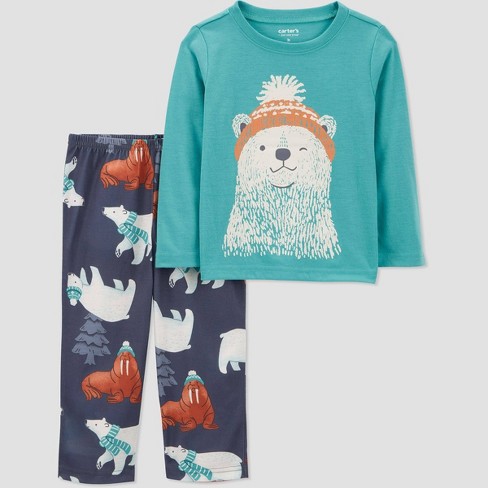 Carter's Just One You® Toddler Boys' 2pc Polar Bear Fleece Short Sleeve  Pajama Set - Gray/blue 5t : Target