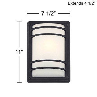 11" Black Steel Outdoor Wall Sconce with Frosted Glass Shade