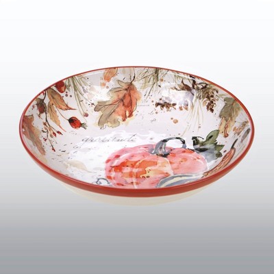 128oz Earthenware Harvest Splash Serving Bowl Orange - Certified International