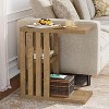 Tribesigns 3-Tier C Shaped End Table for Couch, Wooden Narrow Side Table for Living Room, Small Bedside Nightstand for Bedroom, Brown - 2 of 4