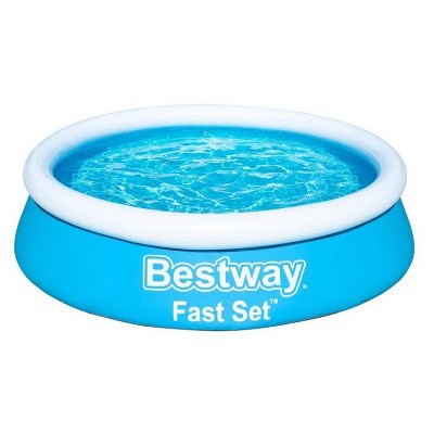 Bestway 57392E Fast Set Up 6 Foot x 20 Inch Outdoor Inflatable Round Above Ground Backyard Compact Swimming Pool for Kids and Adults Family, Blue