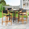 GDFStudio Daiquan Outdoor Mesh and Acacia Wood 30 Inch Barstools (Set of 4), Teak/Black - 2 of 4
