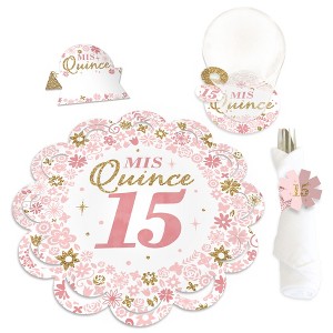 Big Dot of Happiness Mis Quince Anos - Quinceanera Sweet 15 Birthday Party Paper Charger and Table Decorations - Chargerific Kit - Place Setting for 8 - 1 of 4
