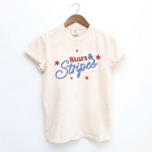 Simply Sage Market Women's Western Stars and Stripes Short Sleeve Garment Dyed Tee - 1 of 4