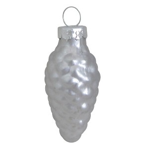 Northlight 56ct Silver Matte Finish Glass Christmas Pinecone Ornaments - 1.75" (45mm) - 1 of 2