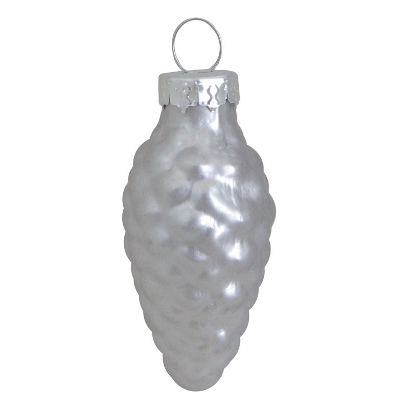 Northlight Matte Finish Glass Christmas Pinecone Ornaments - 1.75" (45mm) - Silver - 56ct, 1 of 3