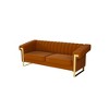 Modern Plush Polyester Upholstery Sofa with Turn-Out Armrests, Stainless Steel Accents & Removable Spring Cushions, 15cm Gold Legs - 4 of 4