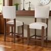 Mshliw Mid-Century Modern Bar Stools Set of 4, 40.4" Counter Height Linen Upholstered Bar Chairs with Back and Solid Rubberwood Legs for Kitchen - 2 of 4