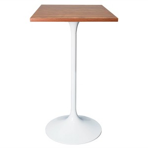 LeisureMod Verve 24" Sqaure Bar Height Dining Table - Modern MDF Top with White Pedestal Base Counter Height Table for Kitchen, Home, and Pub - 1 of 4