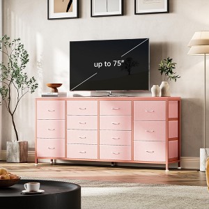 14 Drawer Dresser, 63 Inch Fabric Dresser TV Stand with Power Outlet for 65 70 75 Inch TV, Long Entertainment Center - 1 of 4