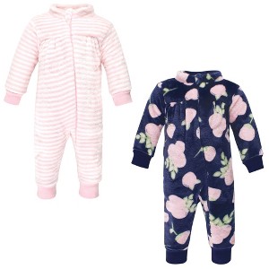 Hudson Baby Infant Girl Fleece Jumpsuits, Coveralls, and Playsuits, Navy Rose - 1 of 4