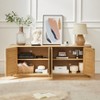 VYNXARIA 64 Inch Wave Shaped TV Stand with Rounded Corners and Rattan Doors Versatile Storage Cabinet for Kitchen Bedroom, Entryway, Natural - 2 of 4