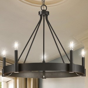 Urban Ambiance Luxury Modern Farmhouse Indoor Chandelier,  21''H x 26"W x 26''D,  Matte Black Finish, UHP4484 - 1 of 4