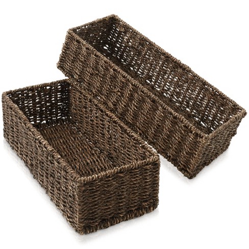 3-section Rectangle Wicker high quality Basket Seagrass Water Hyacinth Over the Toilet