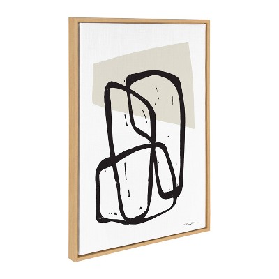 Entangled Neutral Abstract Canvas Print with Natural Frame